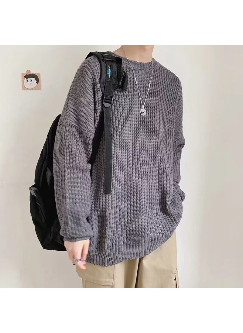 Generic - Mens round Neck Knitwear Autumn Winter Style Warm Unisex Sweater All-Match Fashion Brand Crew Neck Pullover Knittedwear Brown - Image 1