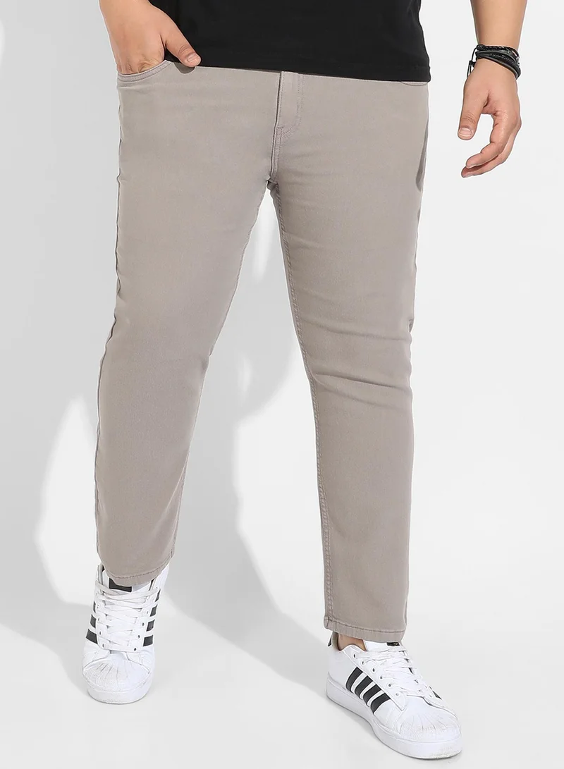 Instafab Plus Instafab Plus Men's Grey Solid Denim Jeans For Casual Wear | Dark-Wash | Plus-Size Fit | Button Closure | Plus-Size Denim Jeans Crafted With Comfort Fit For Everyday Wear