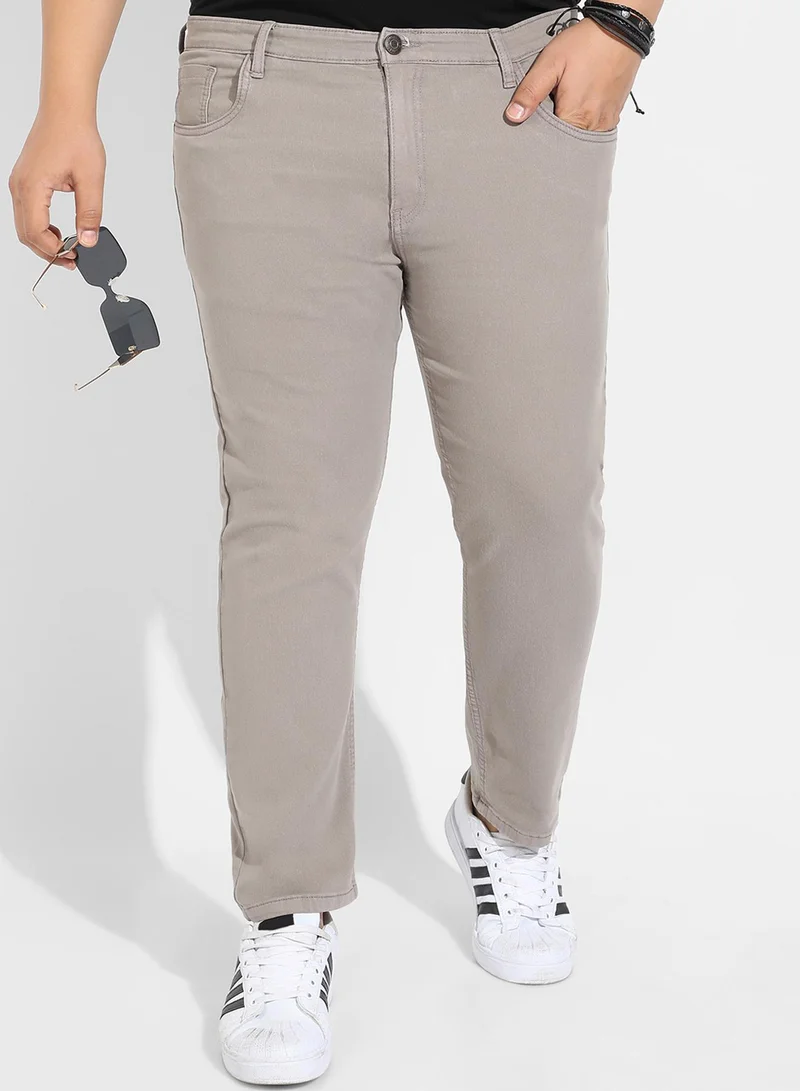 Instafab Plus Instafab Plus Men's Grey Solid Denim Jeans For Casual Wear | Dark-Wash | Plus-Size Fit | Button Closure | Plus-Size Denim Jeans Crafted With Comfort Fit For Everyday Wear