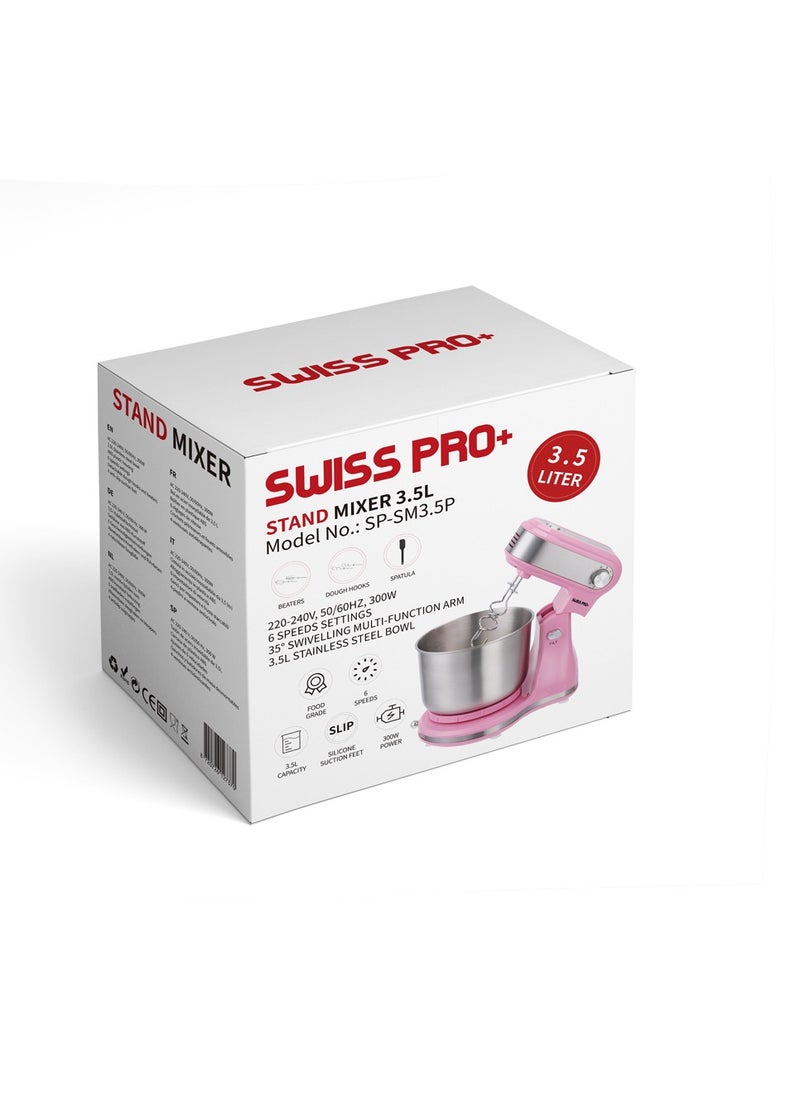 Swiss Pro+ - Stand Mixer - 300 W - Stainless Steel - Pink - 3.5 L - Image 1
