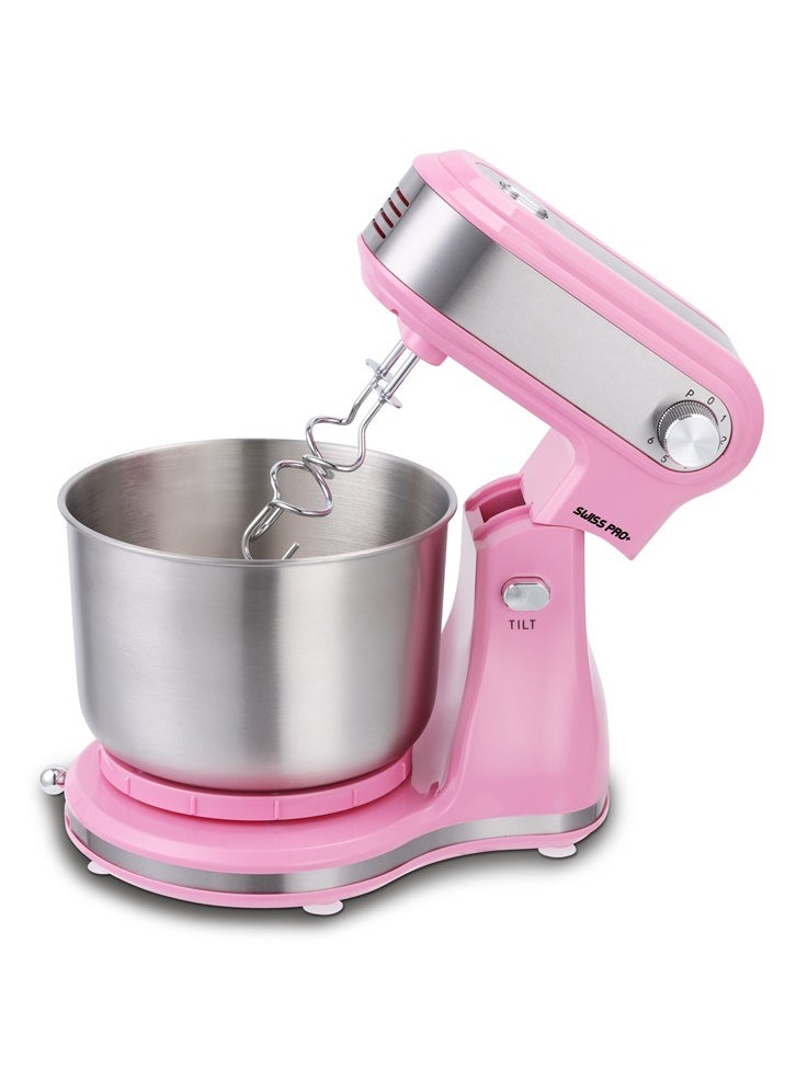 Swiss Pro+ - Stand Mixer - 300 W - Stainless Steel - Pink - 3.5 L - Image 1