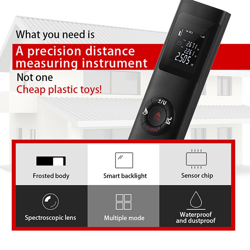 Mini Digital Distance Measuring Meter Black 13.50 X 3.50 X 7.00cm - Image 2