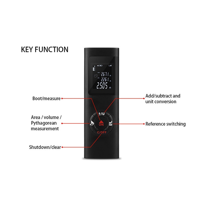 Mini Digital Distance Measuring Meter Black 13.50 X 3.50 X 7.00cm - Image 4