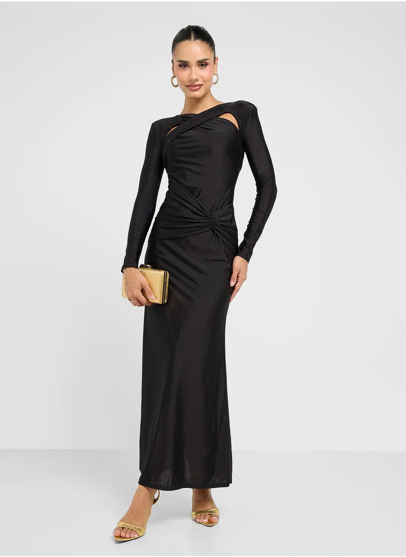 Ginger Draped Dress With Metal Hardware Detail