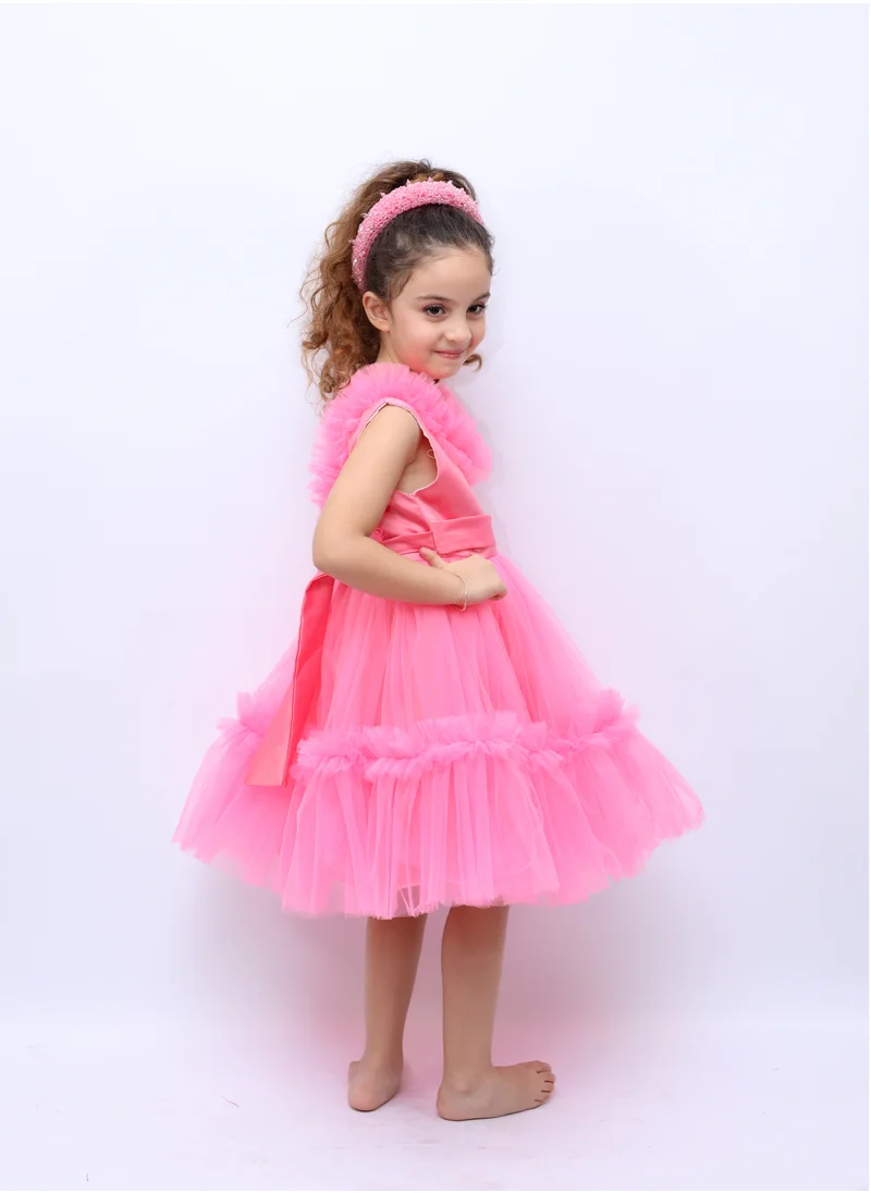 D'Daniela Summer Light Party Dress -  Dark Pink  Colour