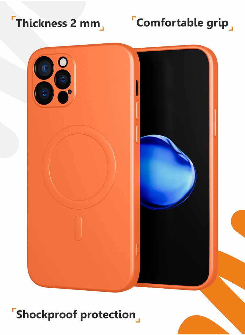 MOBILIUS - for iPhone 12 Pro Max Case, Soft Anti-Scratch Microfiber Lining, Compatible with MagSafe, Shockproof Phone Case for iPhone 12 Pro Max, Orange - Image 1