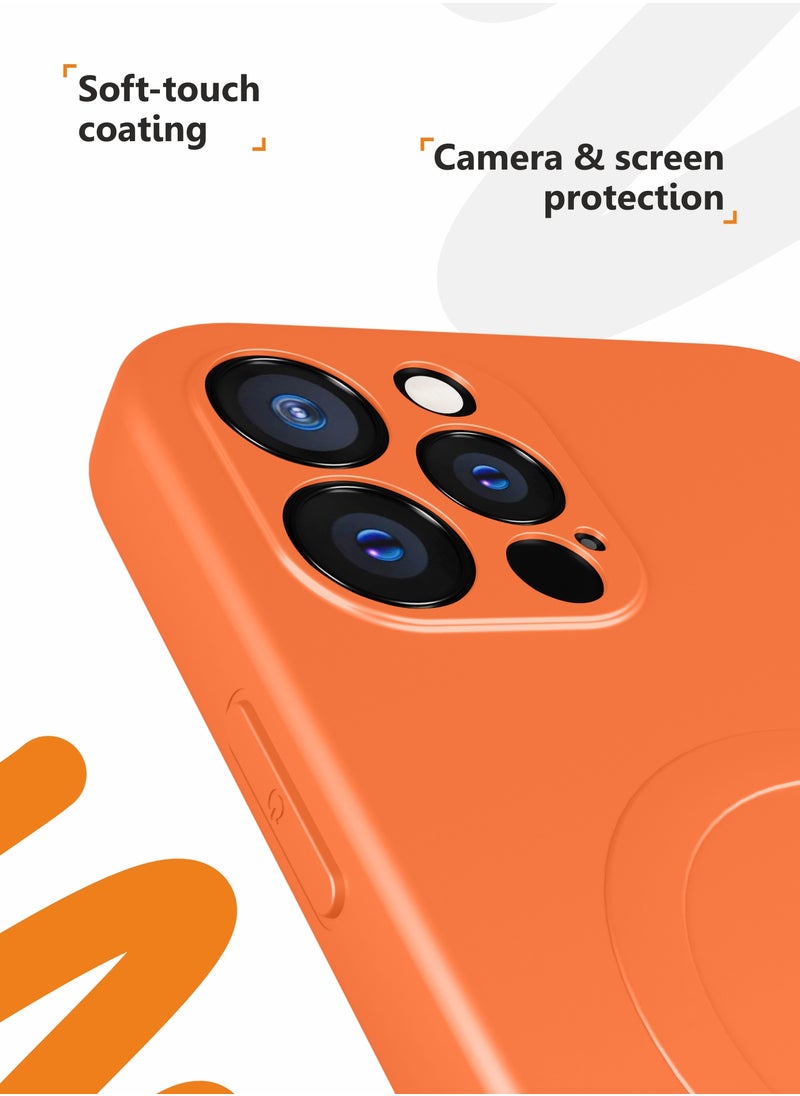 MOBILIUS - for iPhone 12 Pro Max Case, Soft Anti-Scratch Microfiber Lining, Compatible with MagSafe, Shockproof Phone Case for iPhone 12 Pro Max, Orange - Image 1