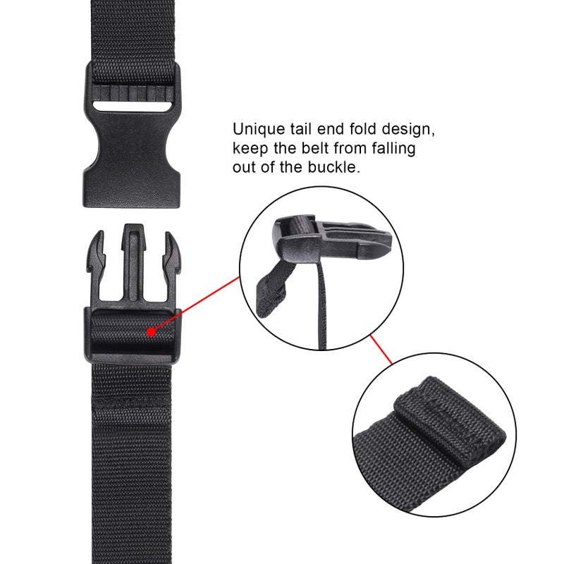 Vigorport Utility Straps Quick Release Nylon Backpack Accessory Bag Strap,Adjustable for Hiking,Travel,Outdoor Sports-4 Pack (Black, 0.75" W-24 L) - Image 3