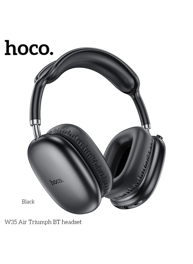 hoco. W35 Air Triumph Bluetooth Headset – Bluetooth 5.3, 45-Hour Playback, Multi-Mode Support(Black) - Image 2
