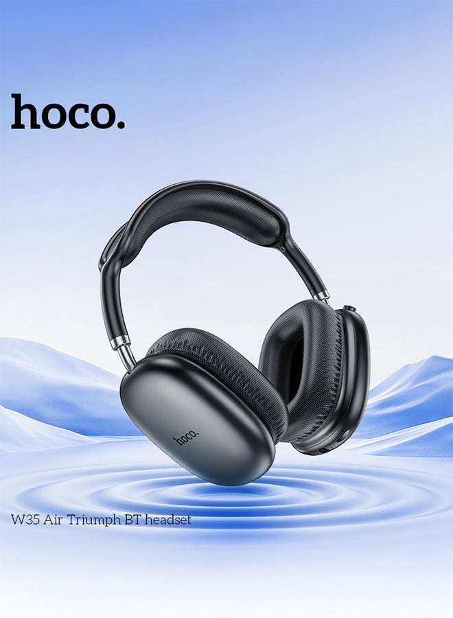 hoco. W35 Air Triumph Bluetooth Headset – Bluetooth 5.3, 45-Hour Playback, Multi-Mode Support(Black) - Image 4