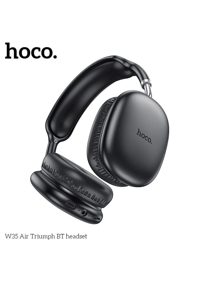 hoco. W35 Air Triumph Bluetooth Headset – Bluetooth 5.3, 45-Hour Playback, Multi-Mode Support(Black) - Image 3