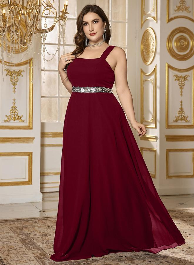SUPGIR Plus Size Burgundy Embellished Kimono with Inner Dress Co-Ords - Image 2