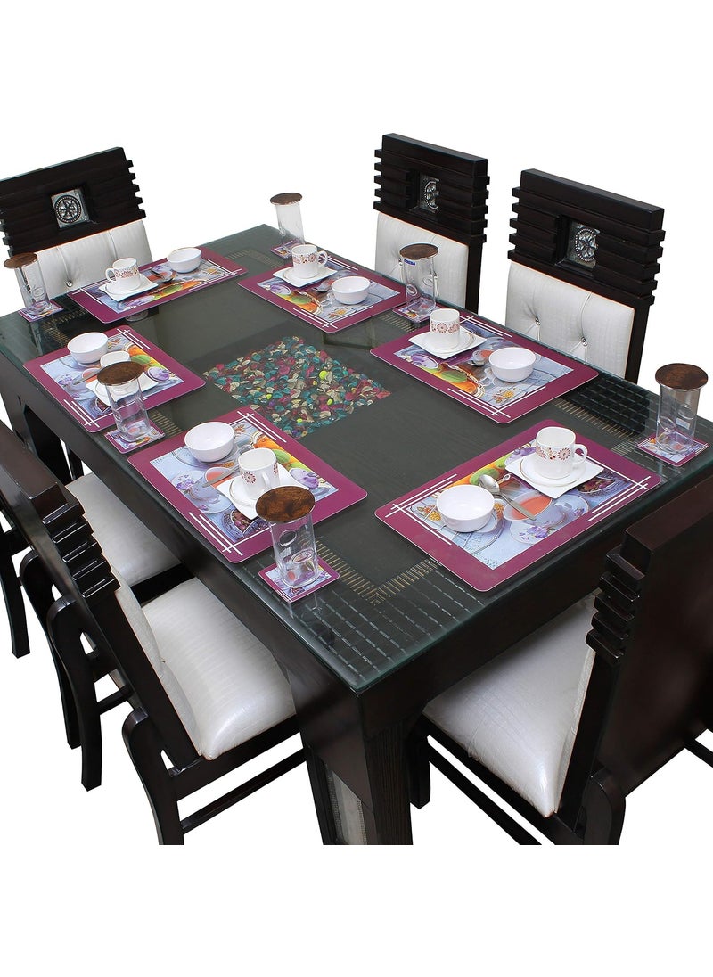 Lithara Lithara Printed PVC Placemats with Tea Coaster for Dining Table and Kitchen Hot Vessels Dining Mats Size 43 x 27 cm Pack of 6 Mats 6 Coasters Design09 Multicolor  - Image 3