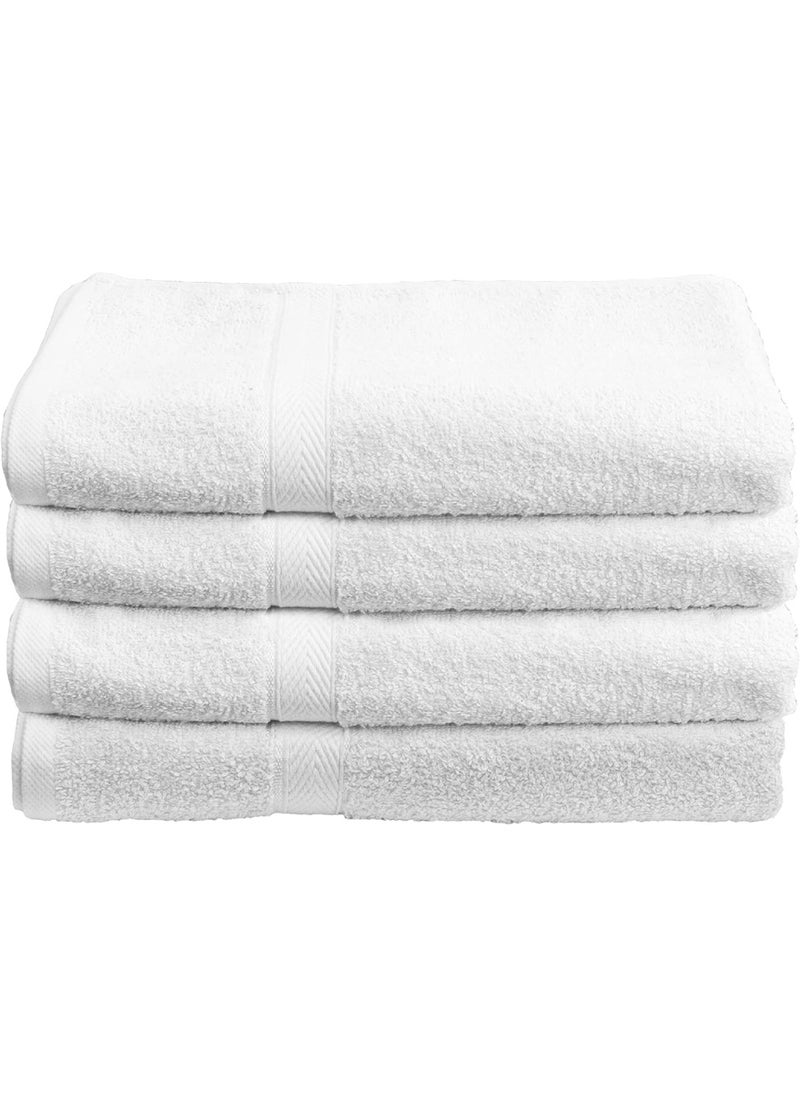 RISHAHOME Cotton  4- Piece White Bath Towel Set 70X140 Cm  Classic Collection  - Image 1
