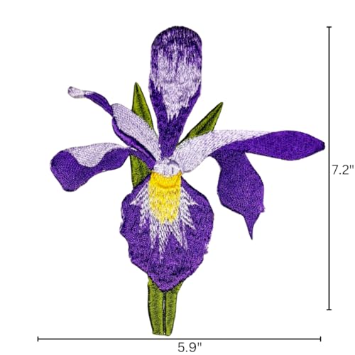 GARAAN - Machine Embroidered Applique, Embroidery Patch, Sew on Patches, DIY Projects, Iris Flower Lavender (Pack of 5) - Image 2