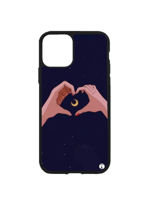 PRINTED Phone Cover FOR IPHONE 11 Aesthetic Moon Drawing With Heart Shape Hands