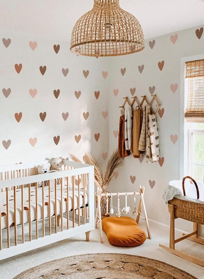 72 Pcs Boho Heart Wall Stickers, Peel and Stick Removable Vinyl Wall Decals, for Girls Bedroom Kids Room Nursery Classroom, DIY Cute Boho Home Decor - Image 1