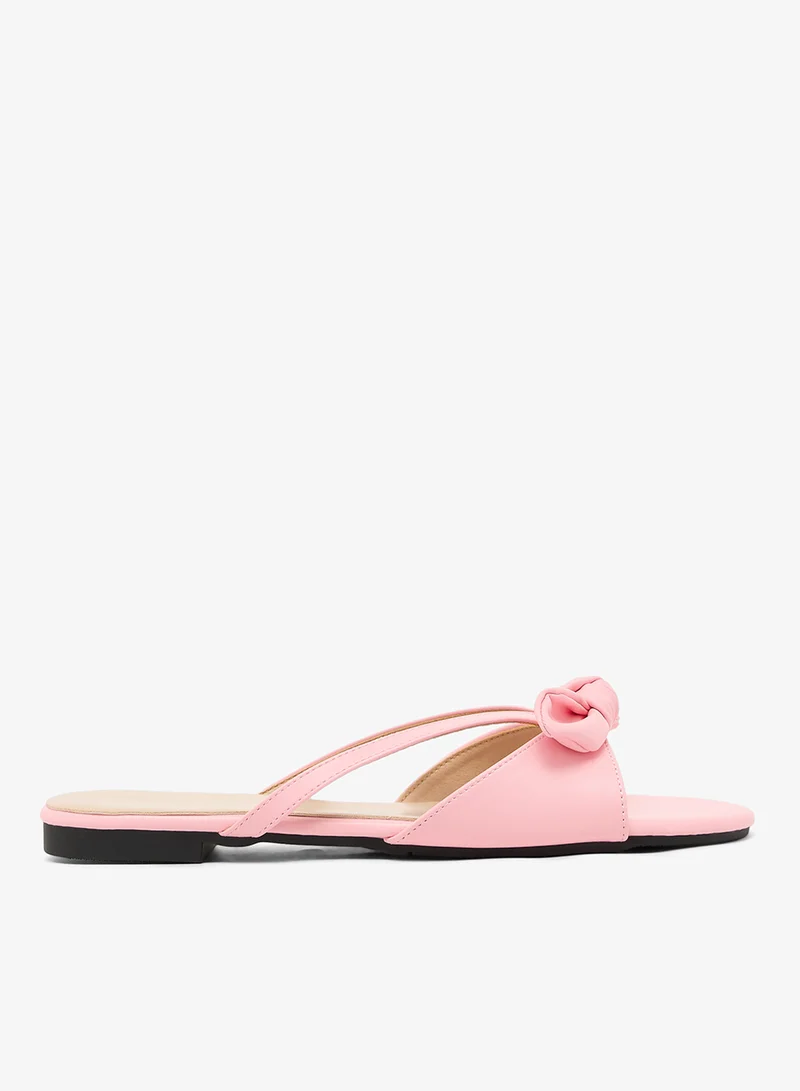 Satin Bow Detail Flat Sandals