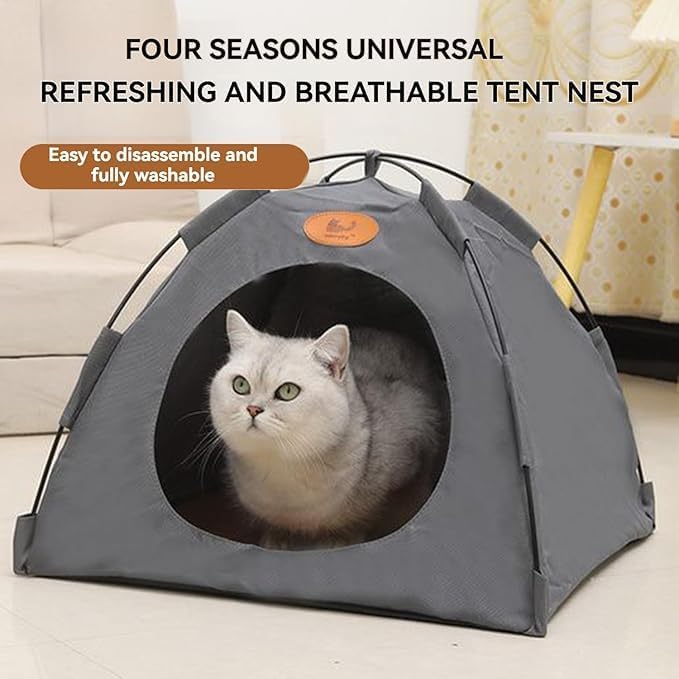 AoMige cat tent, pet tent, dog tent, cat bed, outdoor cat house, indoor pet playhouse, dog house, cat condos, with removable and washable mat, easy to assemble, portable(Dark Grey, Tent) - Image 3