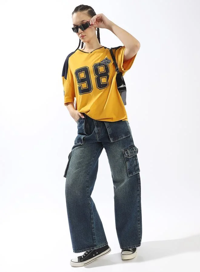 هوبرهولمي تيشيرت نسائي كبير بطبعة ملونة قطن 1%