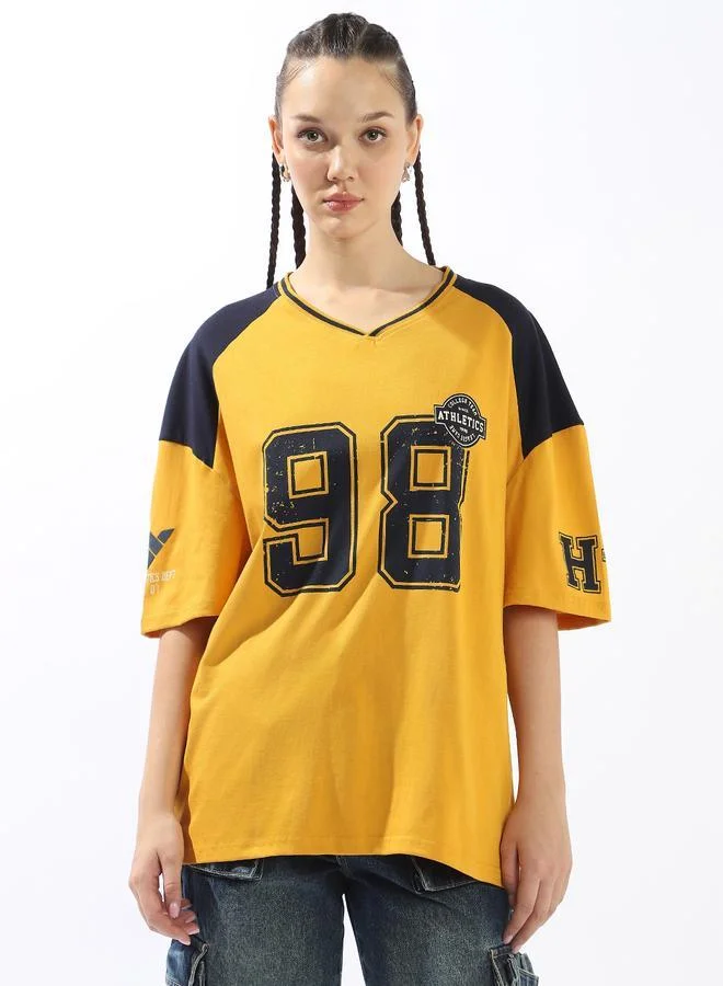 هوبرهولمي تيشيرت نسائي كبير بطبعة ملونة قطن 1%