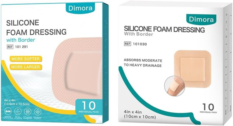 Dimora ضمادة فوم سيليكون ديمورا مع حواف 4x4، ضمادة فوم سيليكون فائقة النعومة - Image 1