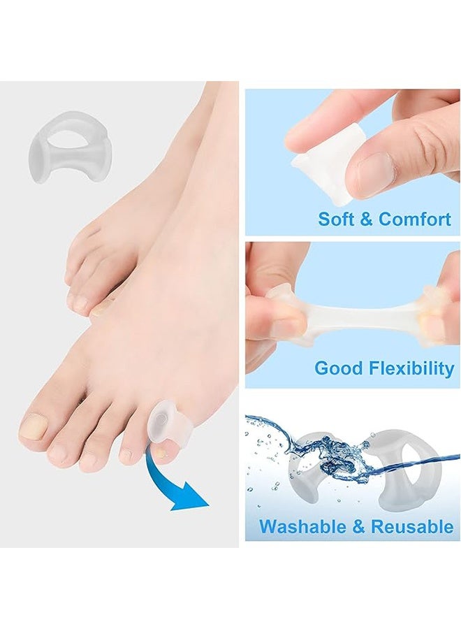 4 قطع من فواصل أصابع القدم الصغيرة، واقيات أصابع القدم من الجل الشفاف، فواصل صغيرة من السيليكون لأصابع القدم، وسائد لتصحيح أصابع القدم الملتوية والمتداخلة - Image 3