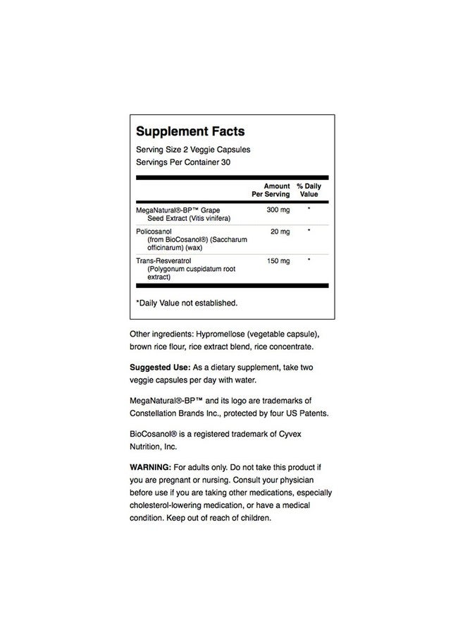 SWANSON Pure Heart Cardiovascular Circulatory Health Antioxidant Resveratrol Blood Pressure Cholesterol Support Herbal Supplement 60 Veggie Capsules (Veg Caps) Vegan - Image 4
