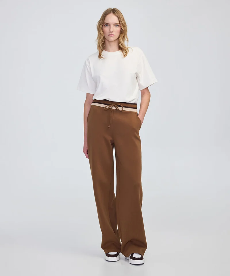 Ipekyol Contrast Waist Wide-Leg Trousers