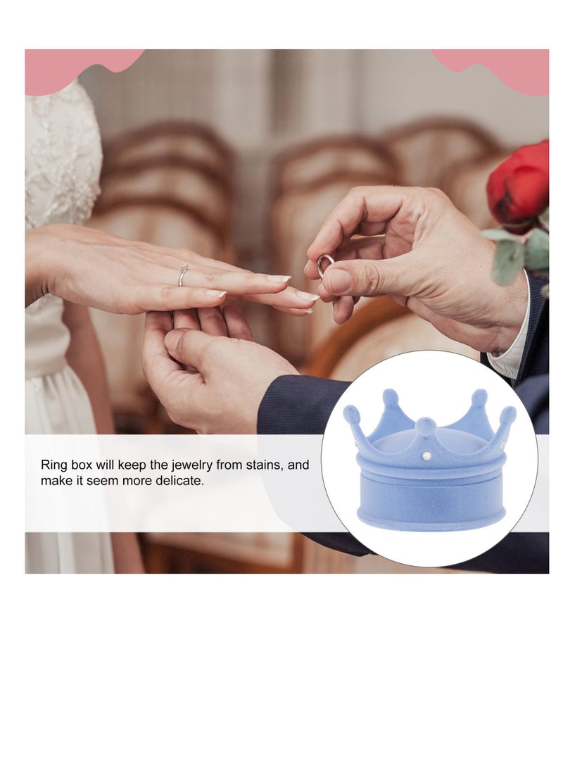 Crown Shaped Velvet Ring Box, 2-Piece Jewellery Storage Case, Blue and Pink - Image 5