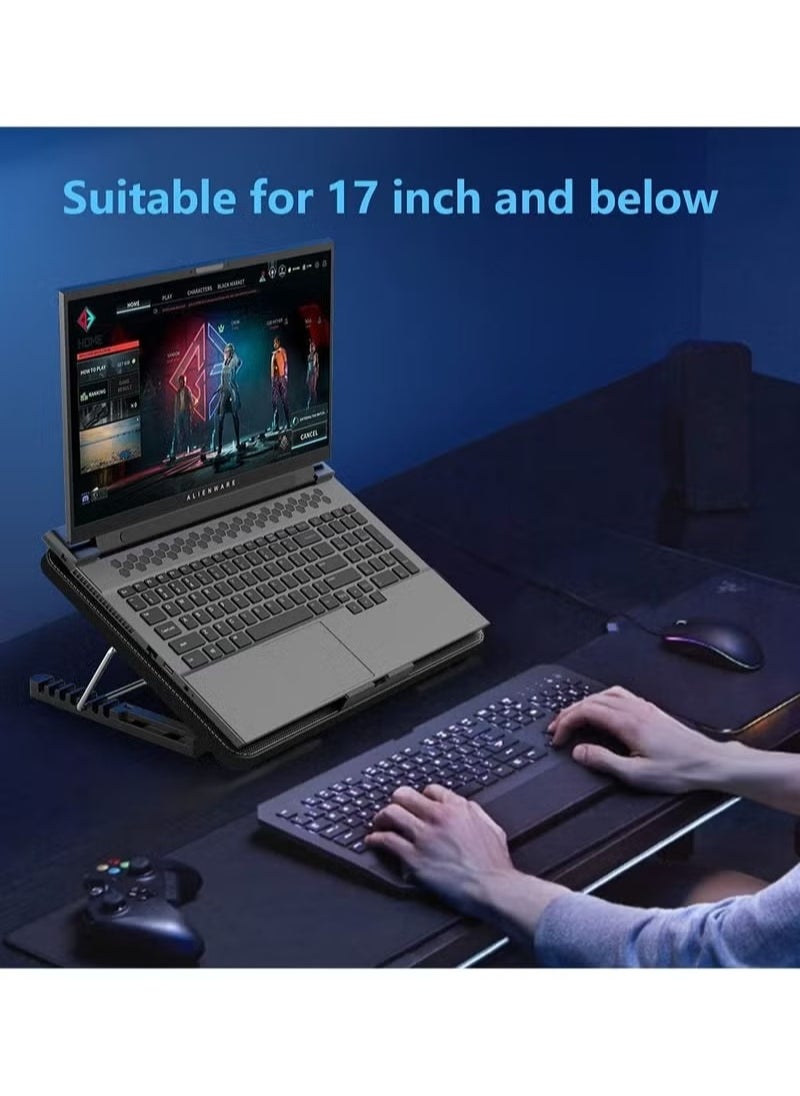 Generic - Laptop Cooling Pad RGB Gaming Notebook Cooler Laptop Fan Cooling Stand with 6 Quiet Fans, Multi-Gear Adjustment RGB LED Light 4 Modes, Switch Control Fan Speed, 2 USB Port, 2023 New - Image 1
