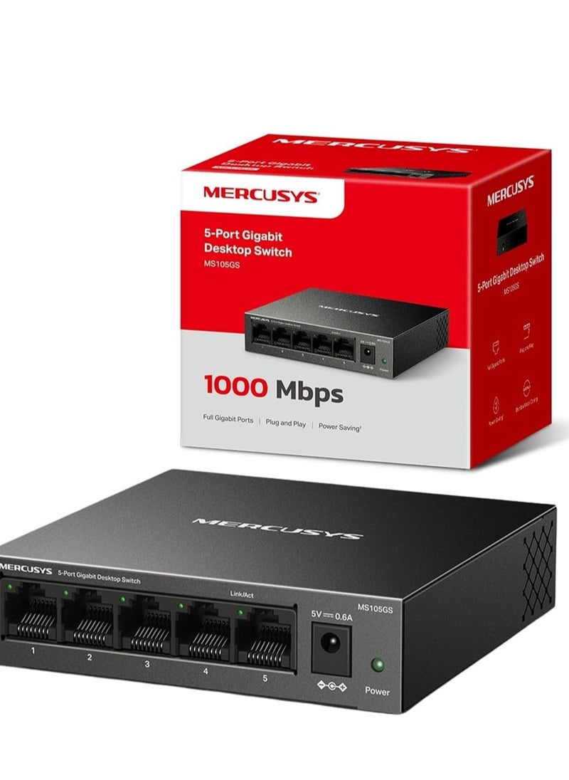 MERCUSYS -Switch 5- Port 10/100/1000 Mbps Desktop  - Image 1