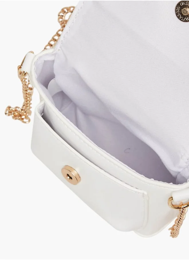 فلورا بيلا من شو إكسبرس Girls Butterfly Embellished Crossbody Bag With Chain Strap And Button Closure Ramadan Collection
