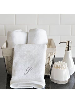 Embroidered For You (White) Luxury Monogrammed Hand Towel(50 x 80 Cm-Set of 1)100% Cotton, Highly Absorbent and Quick dry Bath Linen -600 Gsm (Silver Letter P) - pzsku/ZCA5A969E636E57864AE3Z/45/_/1695370452/15d2e94f-7e16-49ee-9a0e-4b0aedde611f