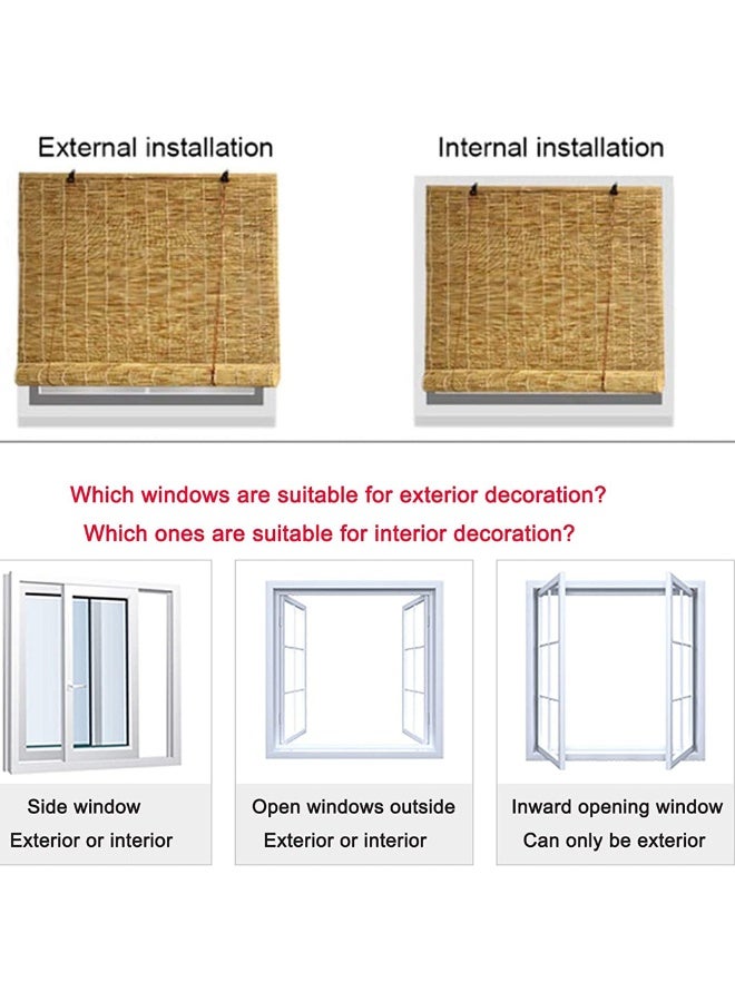 LINGWEI Bamboo Roller Blinds 100x200cm & 120x200 cm Privacy Window Shades Retro Bamboo Reed Blinds - Image 4