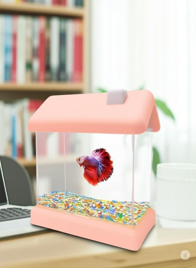 Mini Betta Fish Tank with Lid - Stylish Desktop Aquarium Container - Compact, Portable & Easy to Clean - Ideal for Home, Office & Kids - Elegant Look, Multi-Color Design - Great Gift Choice - Image 5