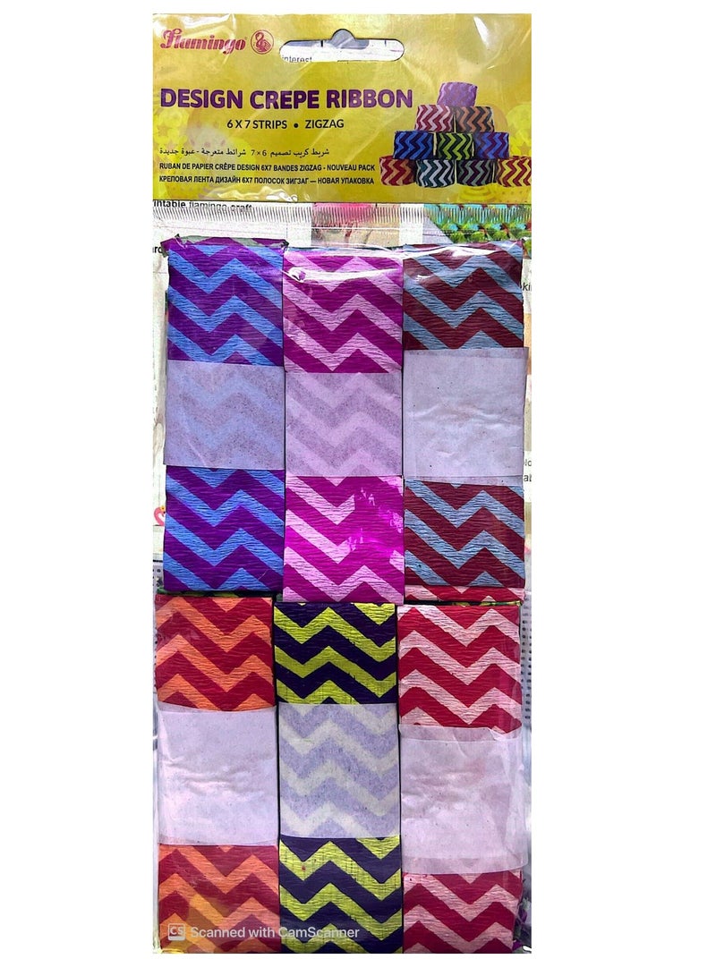 6 قطع من أشرطة الكريب بتصميم متعرج بألوان متنوعة - Image 1
