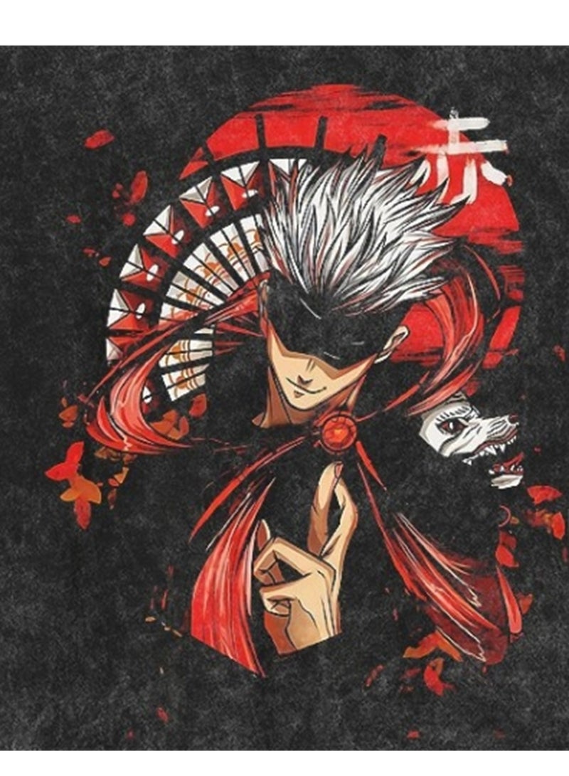 Washed retro T-shirt street hip hop anime Jujutsu Kaisen casual cotton summer short sleeves - Image 3