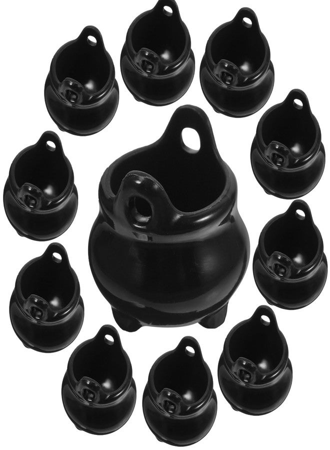 TOYANDONA Mini Cauldron Kettles, 10pcs Black Plastic Miniature Cauldron Pot Dollhouse Decorations Halloween Dollhouse Miniatures - Image 1