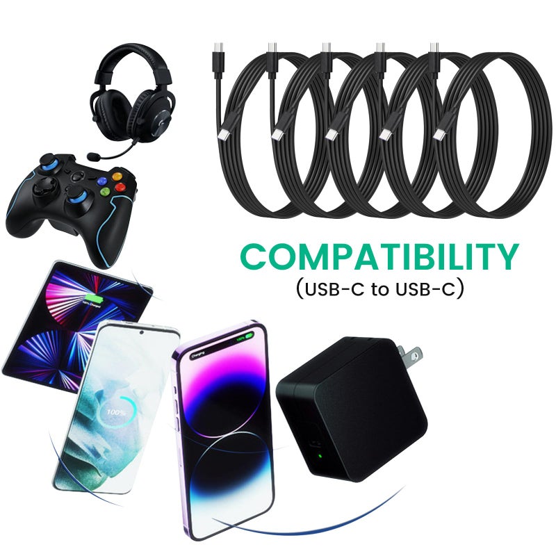 weishan 20-Pack USB C 48W PD Fast Charger Cable - Multipack USB-C to Type C Charging Cords Bulk, 3.3ft - Image 2