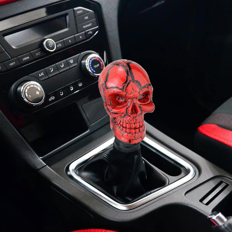 Arenbel Skeleton Car Racing Shift Stick Speed Grip Knob Skull Gear Lever Shifter Handle Fit Most Manual Auto Transmissions, Red Pattern - Image 2