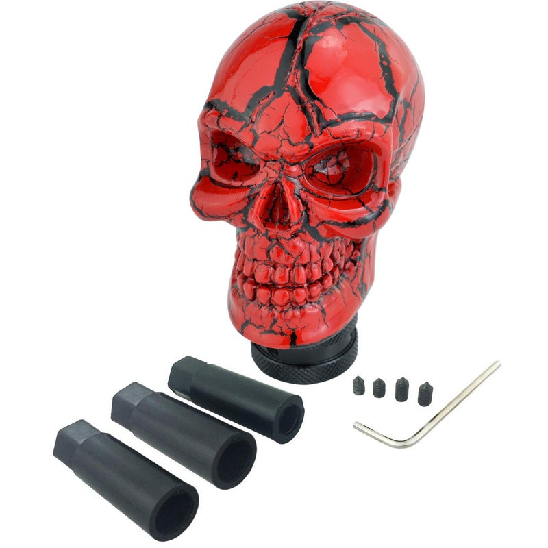 Arenbel Skeleton Car Racing Shift Stick Speed Grip Knob Skull Gear Lever Shifter Handle Fit Most Manual Auto Transmissions, Red Pattern - Image 1