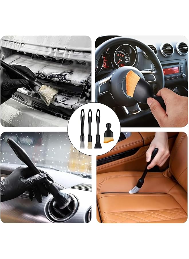 أوزيغالور مجموعة من 5 فرش تنظيف وتلميع السيارات، بشعيرات ناعمة للعناية الداخلية بالسيارة - Image 3