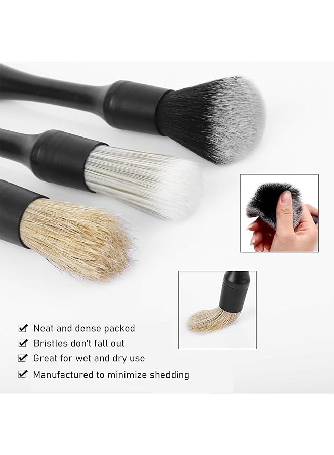 أوزيغالور مجموعة من 5 فرش تنظيف وتلميع السيارات، بشعيرات ناعمة للعناية الداخلية بالسيارة - Image 4