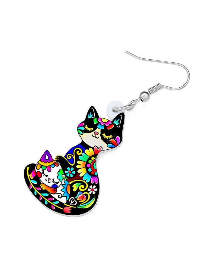 BONSNY Acrylic Drop Cat Earrings Pets Funny Design 7 Color Lovely Gift For Girl Women By The Bonsny (Ink) - Image 3