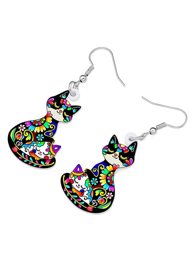 BONSNY Acrylic Drop Cat Earrings Pets Funny Design 7 Color Lovely Gift For Girl Women By The Bonsny (Ink) - Image 4