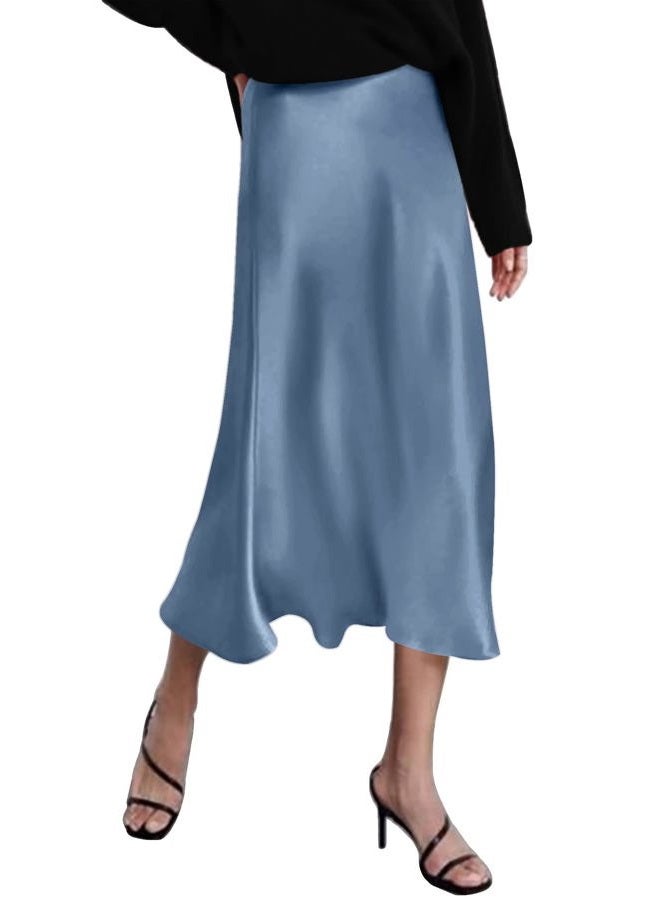zeagoo Skirts for Women High Waist Skirt Elegant Midi Skirt Satin - Image 1
