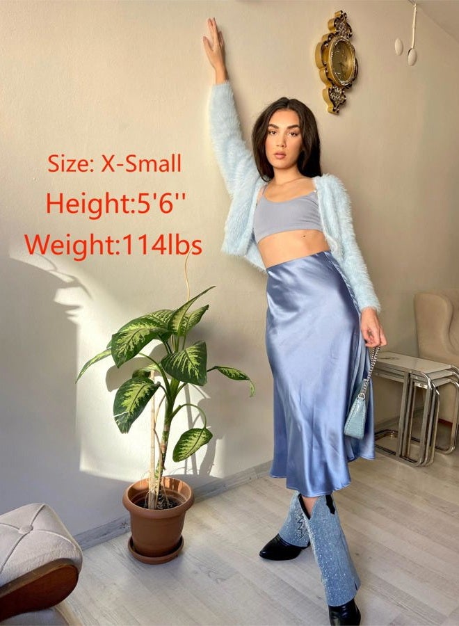 zeagoo Skirts for Women High Waist Skirt Elegant Midi Skirt Satin - Image 4