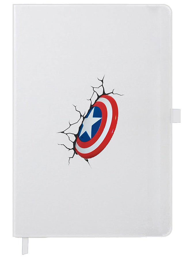 Theodor Designer A5 Thick White Hardcover Notebook Captain America Shield - Image 1