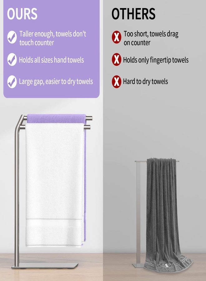 LSK Hand Towel Stand, Stainless Steel Bathroom Towel Holder Stand, Curved F-Shaped Countertop Towel Stand with Heavy Base, 16.6 Inch, Brushed Nickel - Image 5